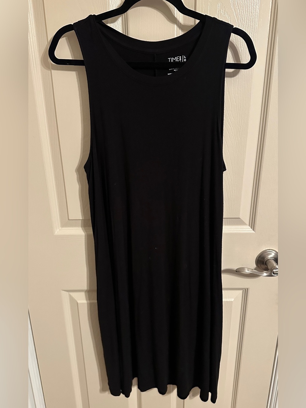 Time and Tru Sleeveless Midi Dress with Pockets, Black, Sz L (12-14)